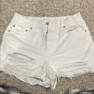American Eagle Outfitters Women's White Distressed Shorts